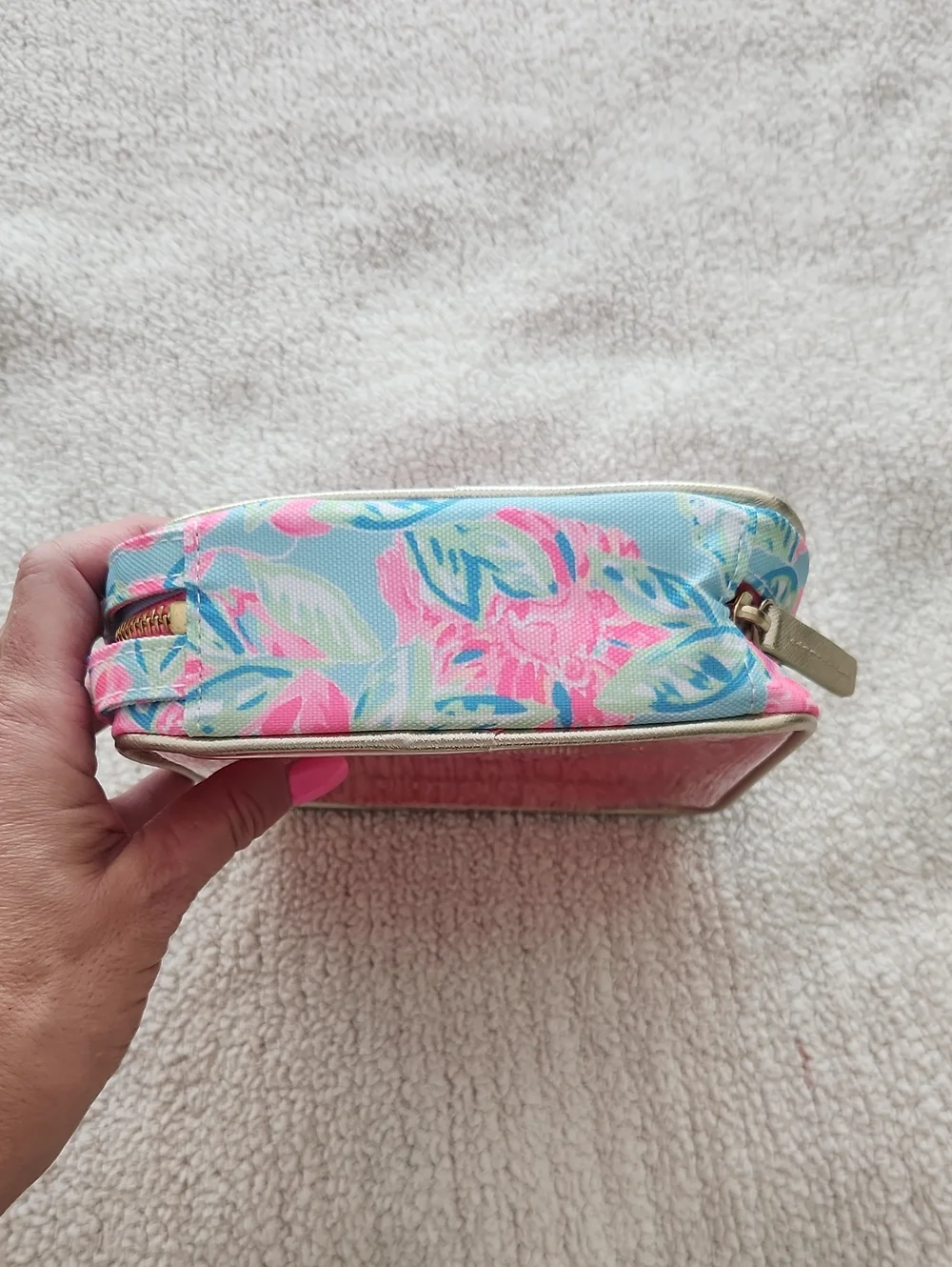 Lilly Pulitzer travel cosmetic case Totally Blossom Clear Front